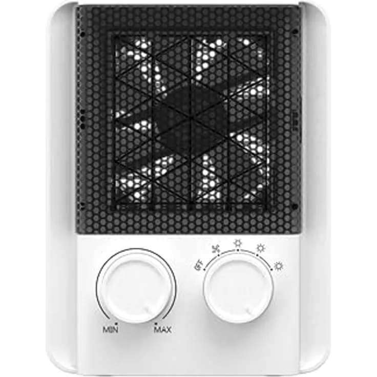 Midea NTY20-22E(WH) Heizlüfter Klein,2000W energieeffizienter heizlüfter kleiner Raumheizer für Büro und Schlafzimmer,2 Heizstufen,einstellbares Thermostat,Überhitzungsschutz,Kippschalterschutz