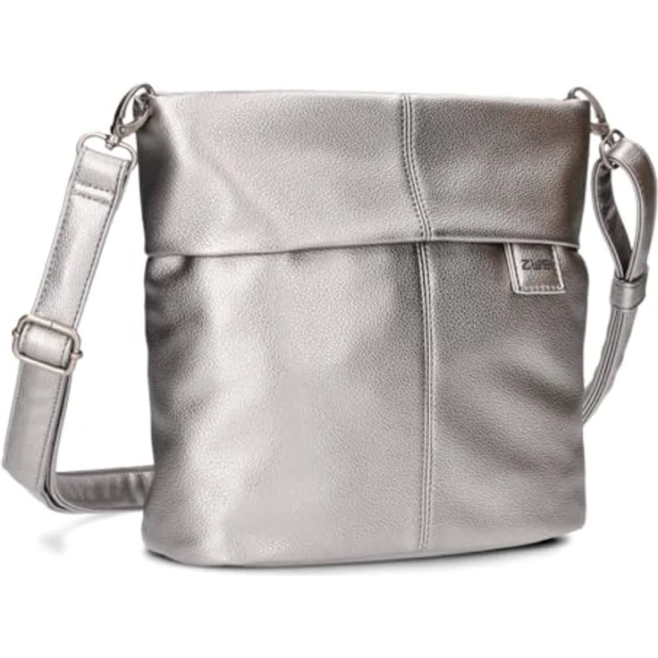 ZWEI Mademoiselle M8 Beuteltasche, Umhängetasche aus pflegeleichtem Kunstleder, Silber, 25 x 10 x 23 cm – Bild 1