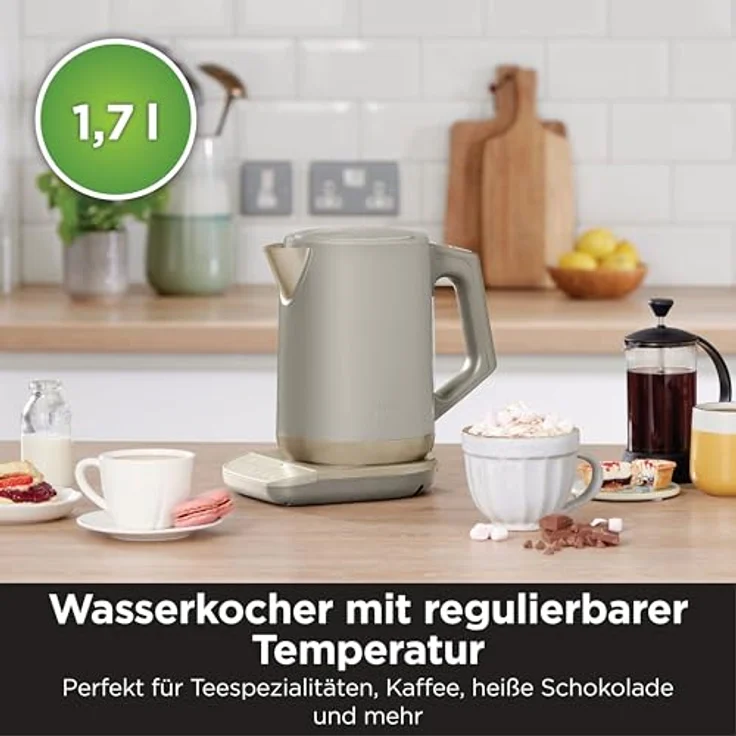 Ninja Perfect Temperature Wasserkocher, 1,7 L, Edelstahl, 6 Temperaturstufen, Schnellkochfunktion, Stonegold – Bild 2