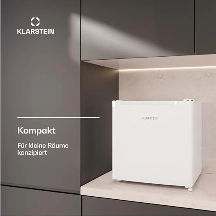 Klarstein Irene Mini-Gefrierschrank, 31L Kühl-/Gefrierkombination Mit Temperaturregelung -24 °C bis 10 °C, Energieeffizient, Leise 38 dB, Weiß - Für Schlafzimmer & Kleine Räume, Kompaktes Design – Bild 3