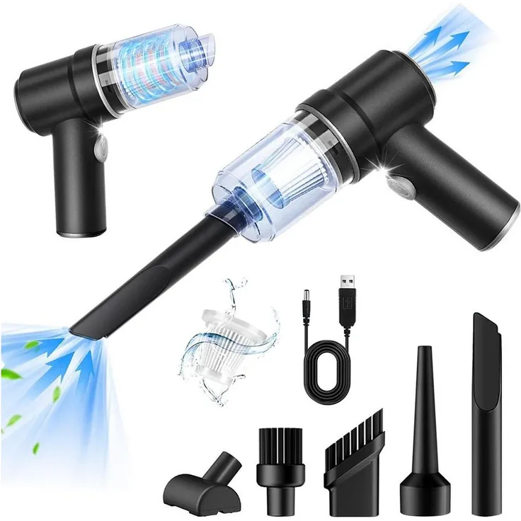 TUWENA Akku-Handstaubsauger, 6000 Pa Saugkraft, mit HEPA-Filter und LED-Beleuchtung, nass und trocken