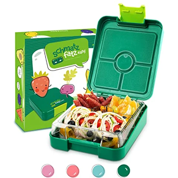 schmatzfatz easy Snackbox 4 Fächer 18 x 15 x 5 cm (BxHxT) Grün – Bild 2