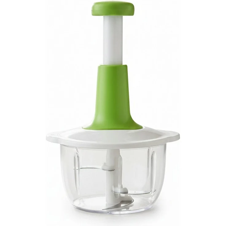 Cheffinger Manueller Zerkleinerer & Multischneider, 1000 ml, Weiß-Grün, für schnelles Zerkleinern von Zwiebeln, Knoblauch und Gemüse, spülmaschinengeeignet