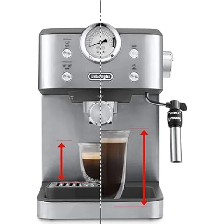De'Longhi Linea Classic, Siebträgermaschine mit 15-bar Profipumpe, Thermoblock-Technologie und verstellbarem Milchaufschäumer, Schwarz – Bild 4
