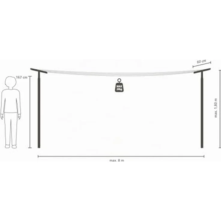 Brabantia HangOut Wäscheleine Set, 2 schwarze Aluminiumpfosten zur Erdmontage mit 50 Meter Leine – Bild 4