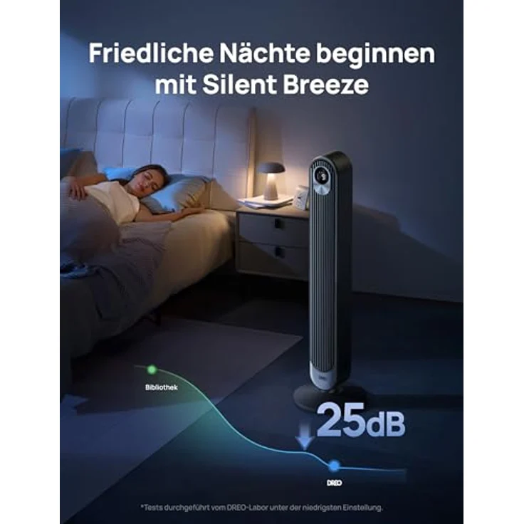 Dreo Smart Turmventilator mit 20dB DC Motor, 11m Windentfernung, 9 Geschwindigkeitsstufen, 4 Modi, 90° Oszillation, Fernbedienung und Sprachteuerung, 12H Timer – Bild 3