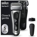 Braun Series 8 Rasierer Herren mit 4+1 Scherkopf, Elektrorasierer, Präzisions-Langhaarschneider, Ladestation, 60 Min Laufzeit, Wet & Dry, Geschenk Mann, Made in Germany 8517s, Silber
