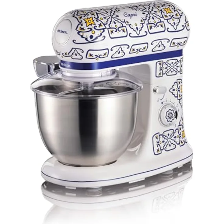 Ariete Knetmaschine 1588, Capri - Mediterraner Stil, 2400 Watt Motor, 7 Geschwindigkeiten, 5,5 Liter Edelstahlbecher