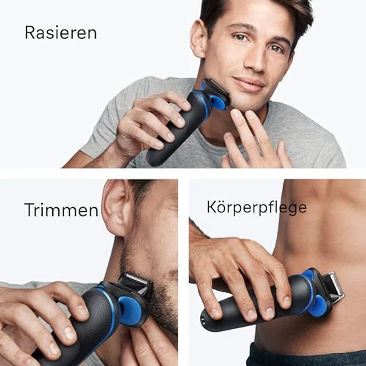 Braun Series 5 52-B1650s, Elektrorasierer mit Barttrimmer- und Bodygroomer-Aufsatz, wasserfest, 60 Minuten Akkulaufzeit, schnelle Ladezeit von 5 Minuten – Bild 5