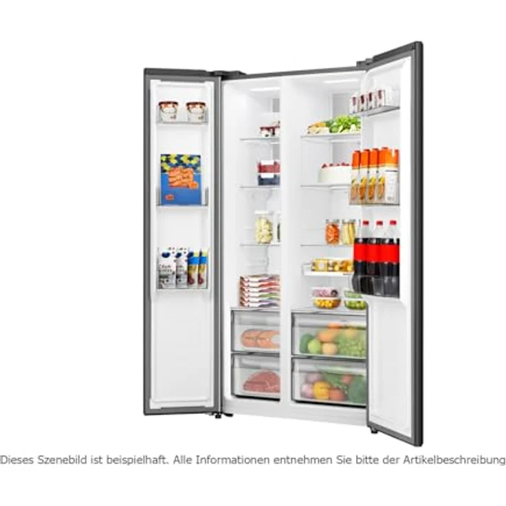 Hisense RS3P538NAFE, Side by Side Kühl-Gefrier-Kombination, 336 l Kühl- und 191 l Gefriervolumen, Schwarz Edelstahl, No Frost-Funktion, 39 dB Geräuschpegel – Bild 5