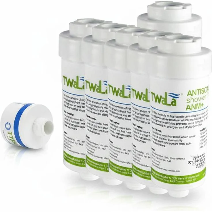 TWaLa 5x Duschfilter AWF-SWR-P, Wasserfilter gegen Kalk und Chlor, entfernt Schwebeteilchen für weicheres Wasser und gesünderes Haar
