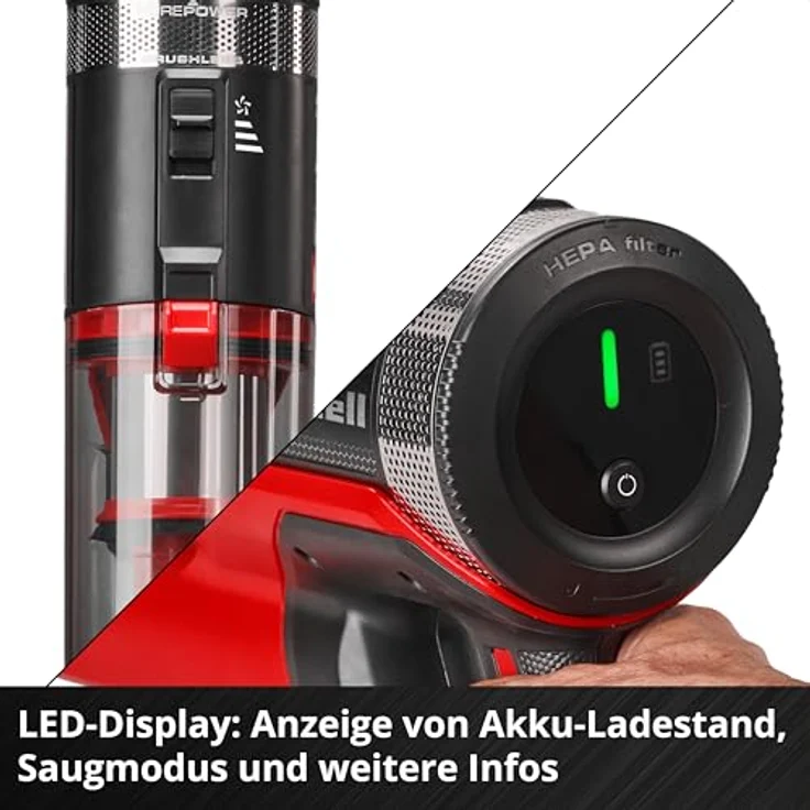 Einhell Akku-Stielstaubsauger TE-SV 18/270 Li BL-Solo, beutellos, kraftvoller Brushless Motor, 2-in-1 Design, LED-Display, ohne Akku und Ladegerät – Bild 8