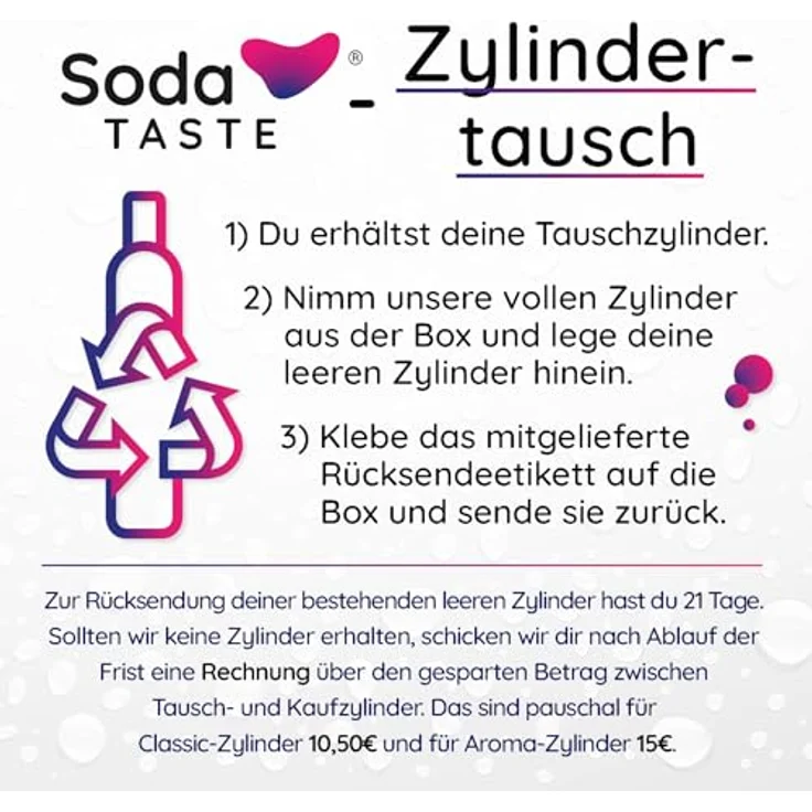 SodaTASTE Tauschzylinder Quick Classic CO₂-Zylinder für Sodastream – Nachhaltig, Passend für Quick Connect, Bis zu 60L Sprudelwasser – Bild 4