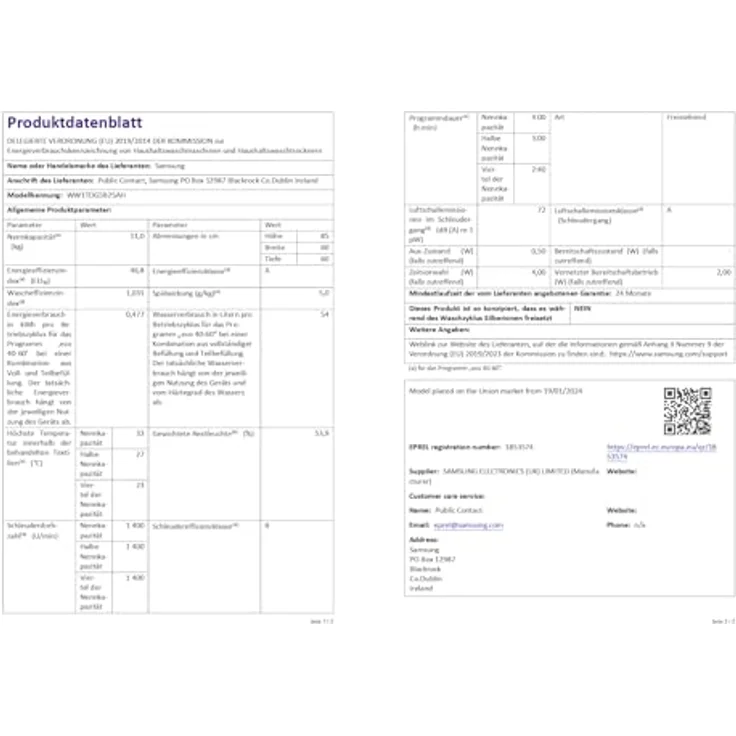 Samsung WW-1TDG5B25AHEG WW1TDEX Waschmaschine 11kg, SuperSpeed mit AI Ecobubble, Hygienedampfprogramm und WiFi-Steuerung – Bild 11