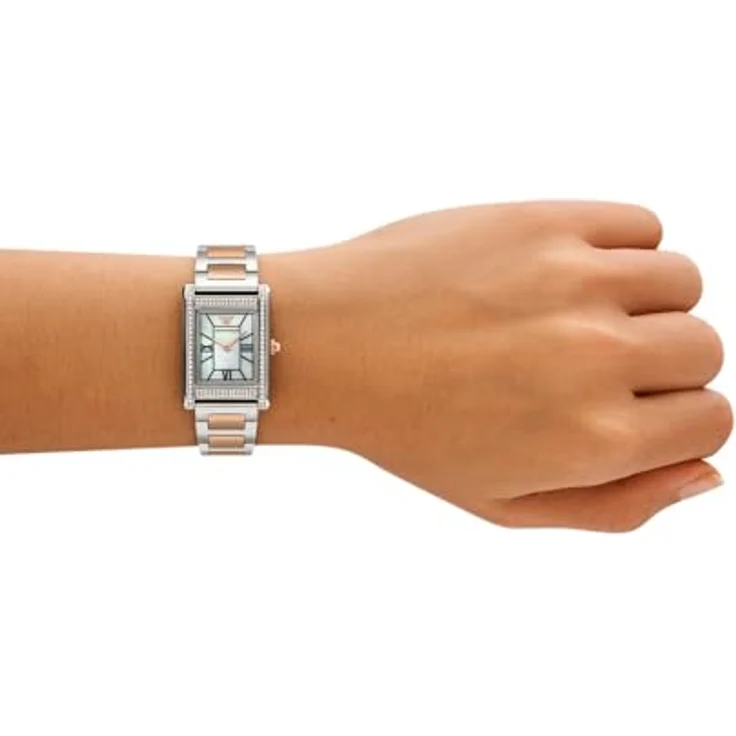 Emporio Armani Damen Quarz Uhr mit Edelstahl Armband AR11626, 32mm Gehäuse, 2-Zeiger-Analoganzeige, Perlmutt-Zifferblatt, wasserdicht bis 50m – Bild 2