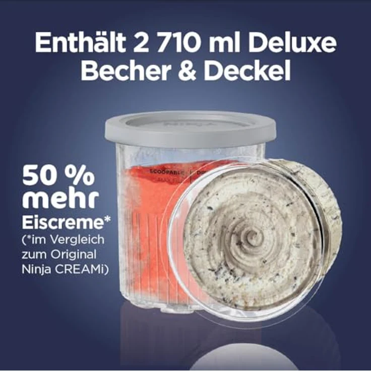Ninja CREAMi Deluxe Eismaschine mit 10 Funktionen, 2x 710ml Behältern, Stone Gold, NC502EUSTGD – Bild 3