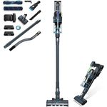 hoogo Akku-Staubsauger S6+ 2in1 | beutellos kabellos | Laufzeit bis zu 100 Min. | Handstaubsauger | inkl. 2 Wechselakkus | ideal für Tierhaarentfernung | LED Beleuchtung