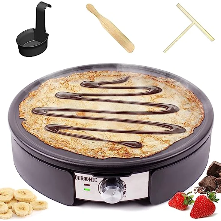 Duronic PM152 Crêpes Maker | XXL Crêpesmaker 37 cm Antihaftplatte | 1500 Watt | inkl. Zubehör | Antihaftbeschichtung | Crepesgerät für Pfannkuchen, Pan Cakes, Galettes, Tortillas, Burrito – Bild 1