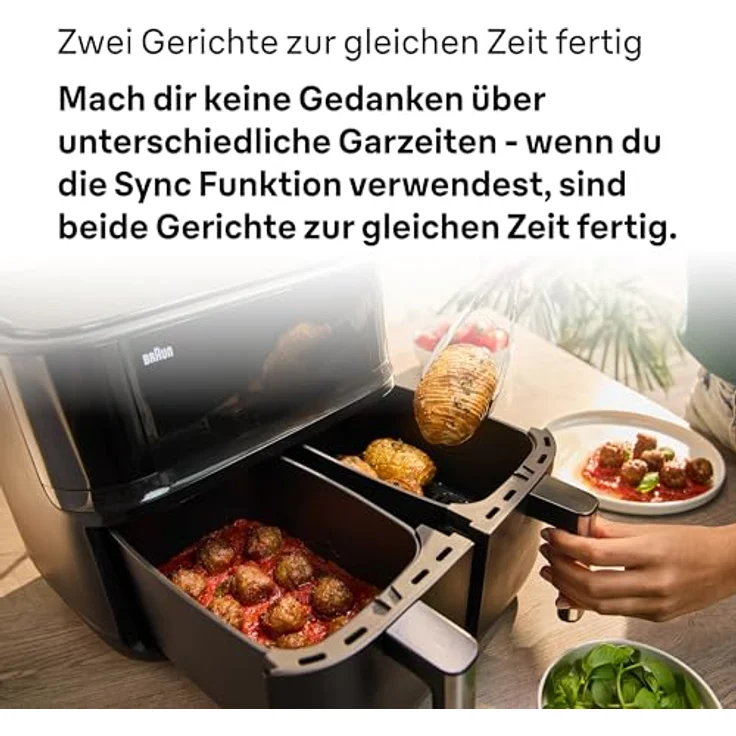 Braun TwinCook 3 Heißluftfritteuse, 50 % schneller, RealAir Technologie, spülmaschinengeeignete Garkörbe – Bild 6