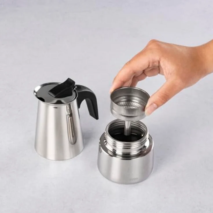 Xavax Espressokocher aus Edelstahl für 4 Tassen, Induktion, 200ml, Schwarz – Bild 4