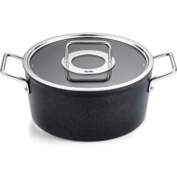 Fissler Adamant Aluminium-Kochtopf (Ø 24 cm, 4,9L) mit Glas-Deckel, antihaftend - Induktion, Anthrazit