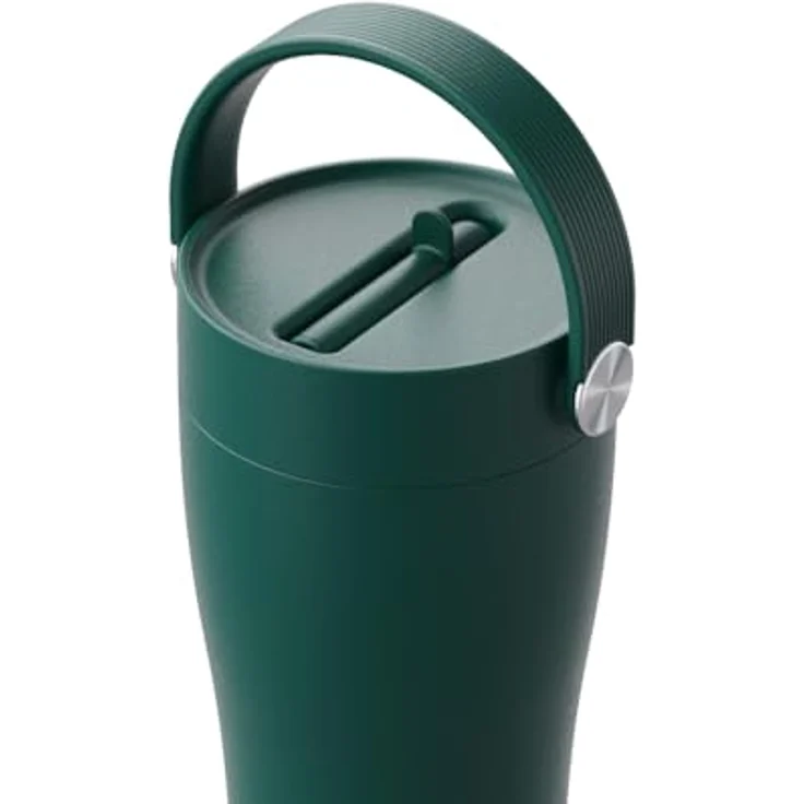 EQUA Carry Cup, Edelstahl Isolierte Trinkflasche mit klappbarem Strohhalm, 600ml, 15 Stunden kalt oder 8 Stunden heiß, 100% auslaufsicher, Forest Green – Bild 2