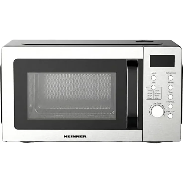 Heinner HMW-D2060SS Mikrowelle 20 L, 700 W mit Grillfunktion, mechanische Steuerung, Edelstahl