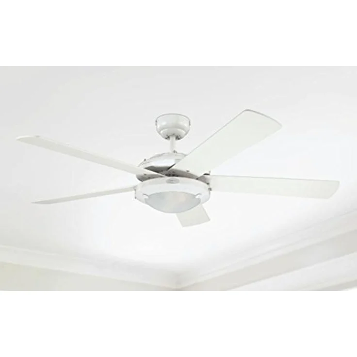 132 cm Deckenventilator Comet 78017 mit Einzelleuchte und fünf Flügeln, Ausführung in Weiß mit Opalmilchglas – Bild 5