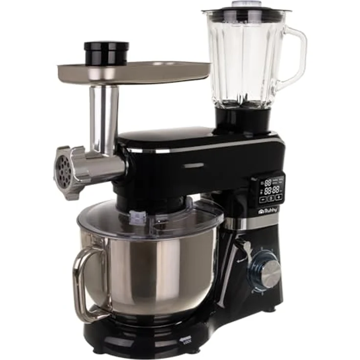 RUHHY Küchenmaschine mit beheizbarer Rührschüssel 6,2L & Mixer, 2000W Planetenrührgerät mit Waage, 6 Geschwindigkeiten & Touchdisplay – Teigknetmaschine für Brot, Pizza, Kuchen, Pasta & Smoothies – Bild 5