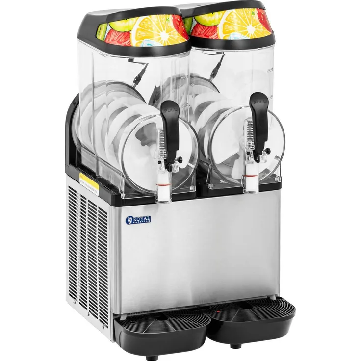 Royal Catering Slush-Maschine 2 x 12 l LED digitales Bedienfeld silber - 680W