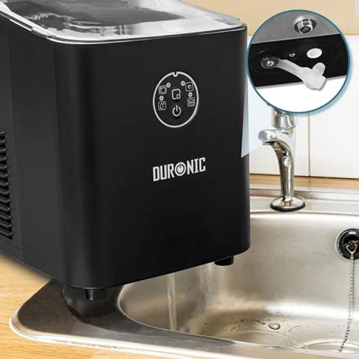 Duronic ICM12 BK Automatische Eiswürfelmaschine | 8 Eiswürfel in 6-8 min | Leiser Kompressor bis 54dB | 1 kg Eis Eiswürfelbereiter – Bild 4