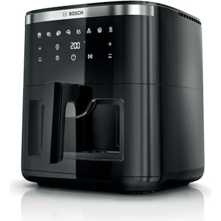 Bosch Heißluftfritteuse Serie 6 MAF671B0, XXL Air Fryer mit 7,2 L Fassungsvermögen, 7 voreingestellten Programmen, beleuchtetem Sichtfenster, bis zu 65% schnellerem Kochen, Schwarz – Bild 1