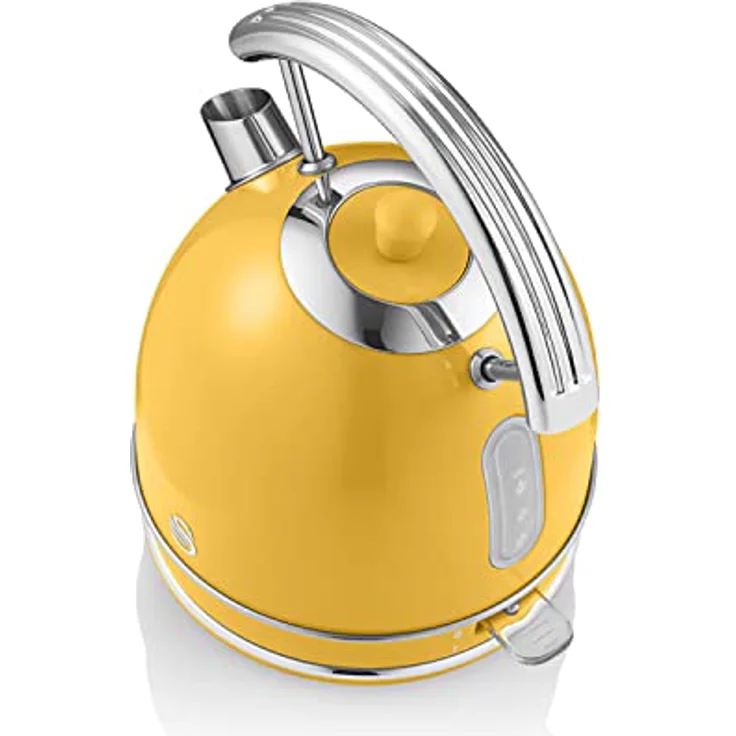 Swan Retro Set Frühstückswasserkocher Gelb, 1,8 Liter mit 360° drehbarem Sockel und Toaster mit 6 Toaststufen – Bild 6