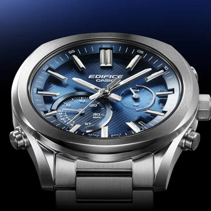 Casio EQB-1300D, Herren Chronograph Quarz Armbanduhr mit Solarbetrieb, Bluetooth-Konnektivität und Edelstahlarmband, blau – Bild 5