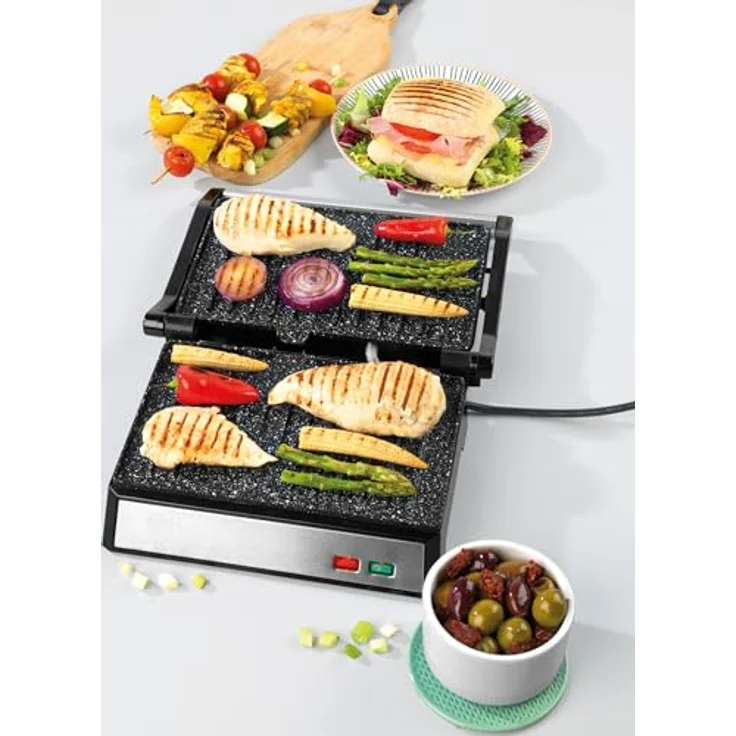 Progress Kontaktgrill 2-in-1, 1000W Panini- und Tischgrill mit Megastone-Beschichtung, 23 x 14,5 cm Grillfläche – Bild 3