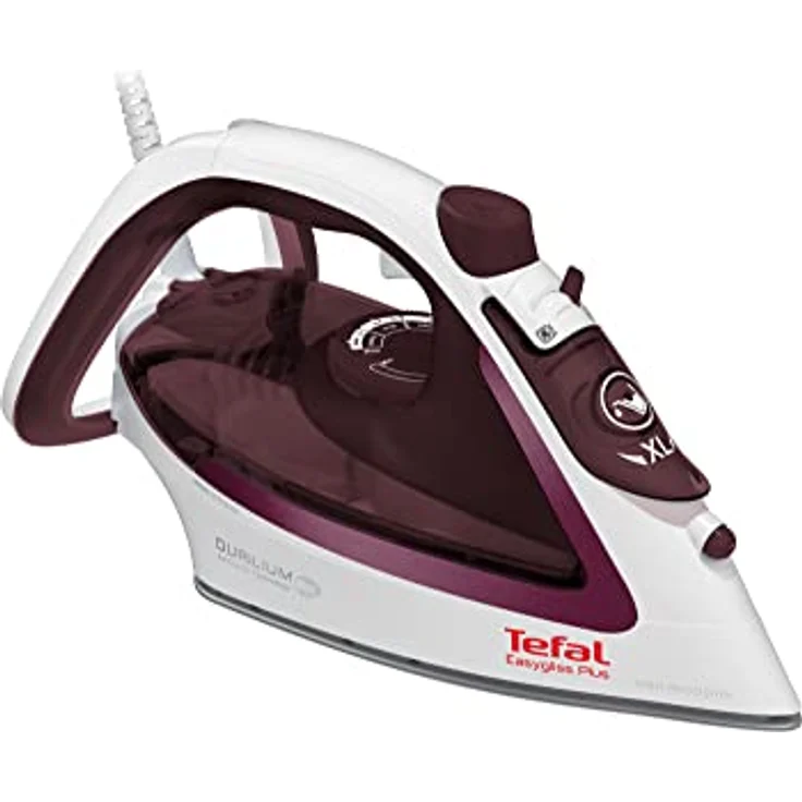 Tefal FV5716 Easygliss Plus Dampfbügeleisen | 190 g/Min. Dampfstoß | Vertikaldampf | XL Wassereinfüllöffnung | stabile Ablage | Durilium AirGlide Bügelsohle | Weiß/Bordeaux – Bild 1