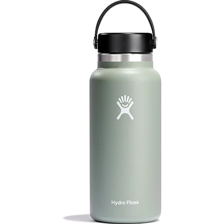 HYDRO FLASK - Trinkflasche 946ml (32oz) - Isolierte Wasserflasche aus Edelstahl - Sportflasche mit auslaufsicherem Flex Cap-Deckel & Gurt - Thermoflasche Spülmaschinenfest - Größe Öffnung - Agave – Bild 1