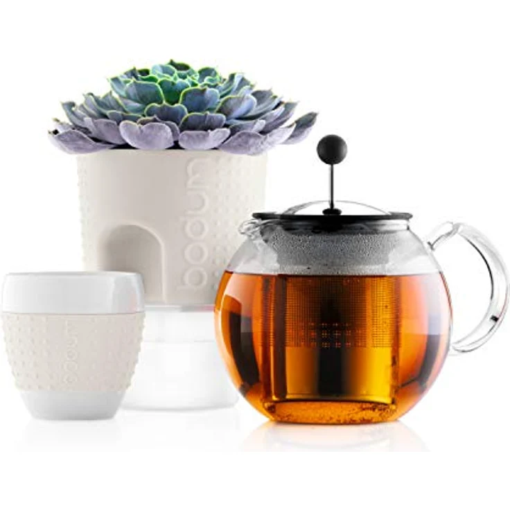 Bodum ASSAM F/INOX, 0.5 Liter Teebereiter aus temperaturbeständigem Glas, transparent und schwarz mit French Press System – Bild 2