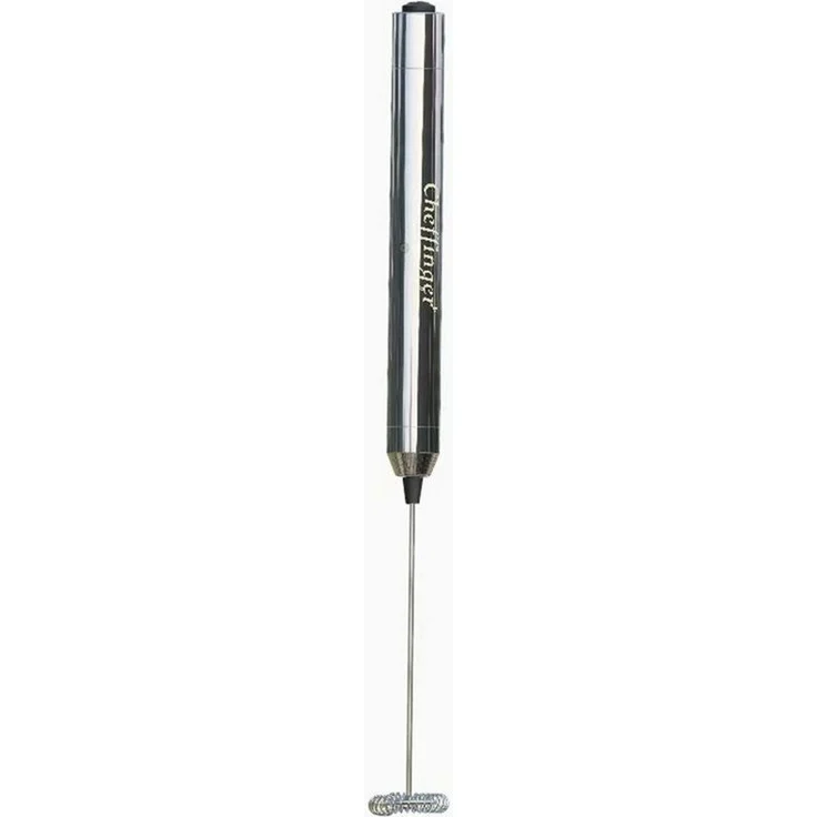 Cheffinger Milchaufschäumer, batteriebetrieben mit Edelstahl-Schneebesen, 20 cm, ergonomisches Design, schwarz