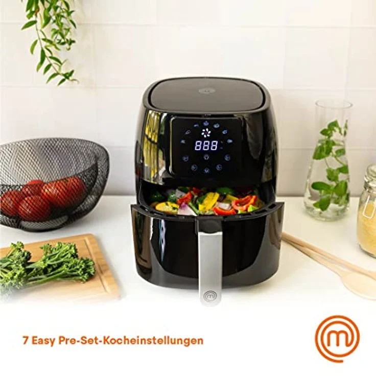 MasterChef Heißluftfritteuse, ohne Öl, 1400 Watt, 4.5 Liter Fassungsvermögen, schwarz – Bild 6