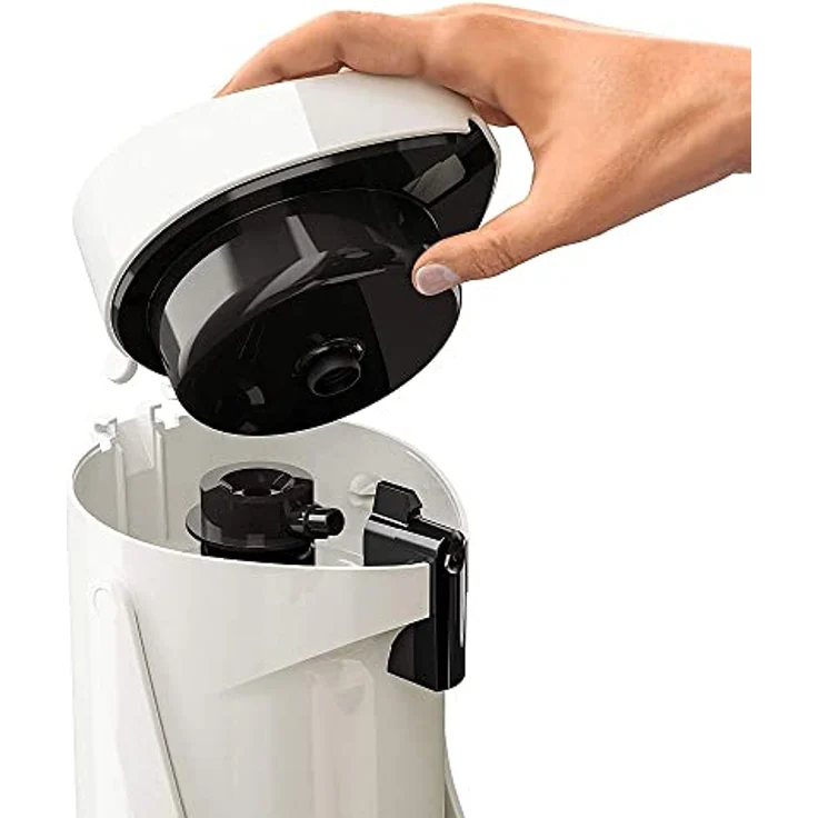 Emsa 515707 Ponza Pump-Isolierkanne, Thermosflasche, 1,9l Füllvolumen, Isolierbecher, Druckhebel, abnehmbare Tropfschale, weiß – Bild 3