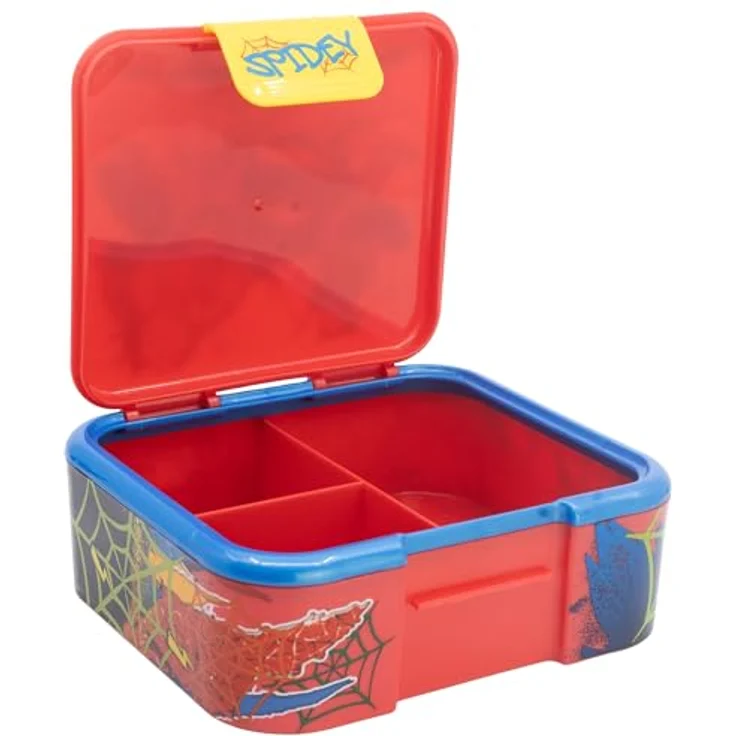 Spiderman Lunchbox Kinder, Vesperdose mit 3 Fächern aus Kunststoff, 18x6,2x16 cm, für Kinder ab 3 Jahren – Bild 3