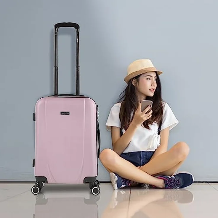 ITACA - Koffer Klein Handgepäck - Handgepäck Koffer 4 Rollen - Koffer Handgepäck 55x40x20 Leicht und Robust - Reisekoffer Klein aus Hochwertigen Materialien 71150, Rosa – Bild 2