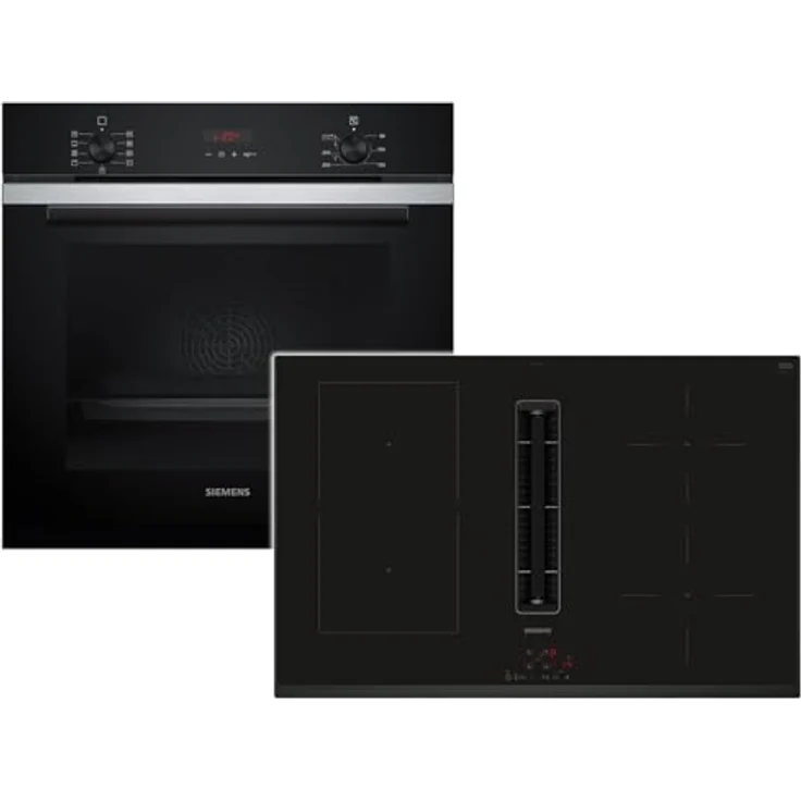 Siemens PQ314IV0SZ Set Pyrolyse Backofen Edelstahl HB273ABS3 mit 5 Backofenfunktionen und Induktionskochfeldabzug ED851BS16E für Abluft- oder Umluftbetrieb – Bild 1