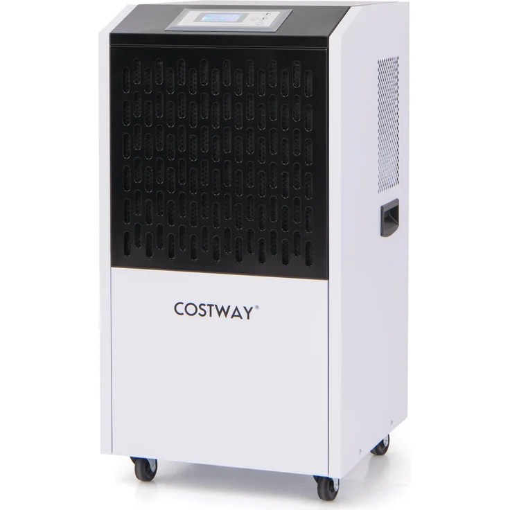 COSTWAY Luftentfeuchter kommerziell 118 L/Tag für Räume bis 790 m², Bautrockner mit 24H Timer, 4 Rollen & Ablaufschlauch, Weiß/Schwarz