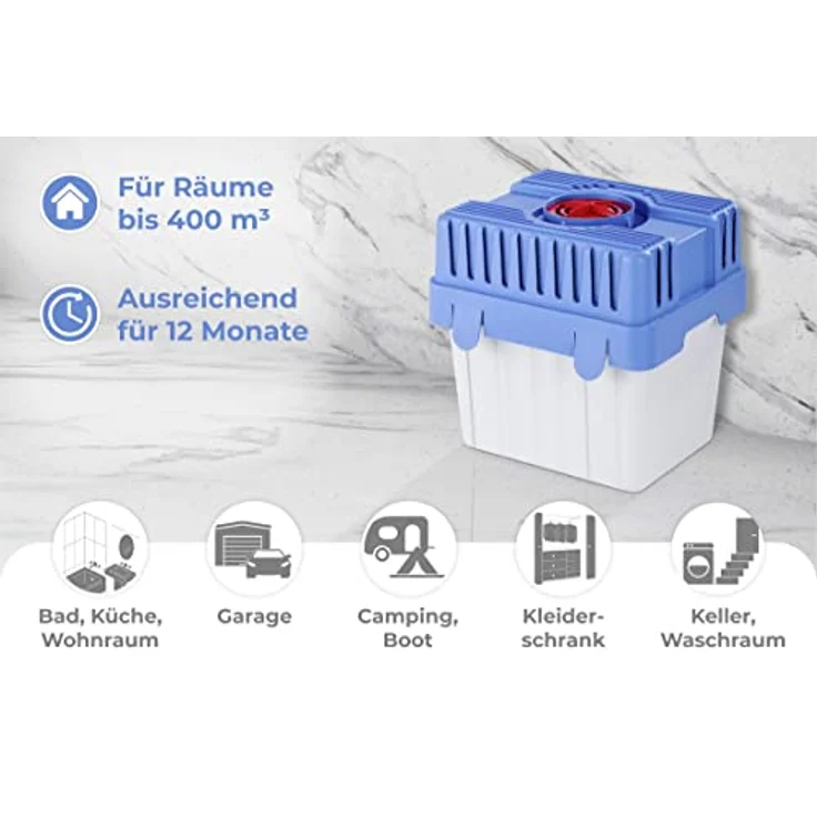 WENKO Nachfüllpack für Feuchtigkeitskiller 5 kg, Granulatblock für Raumentfeuchter, fasst bis zu 8 l Feuchtigkeit, laborgeprüft, reduziert Schimmel & Gerüche, Weiß – Bild 5