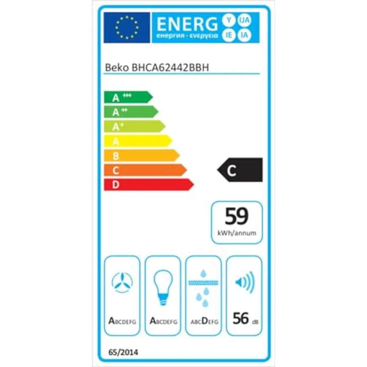 Beko BHCA62442BBH, Konventionelle Dunstabzugshaube mit elegantem Design, Schwarz, 60 cm Breite – Bild 2