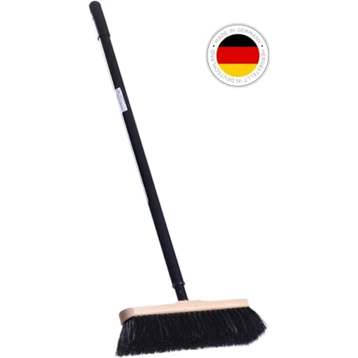 BawiTec Roßhaarbesen Kehrgarnitur, sehr weich, 30 cm, lackierter Buchenholzkörper, kompatibel mit Standardstielen, für empfindliche glatte Böden – Bild 2