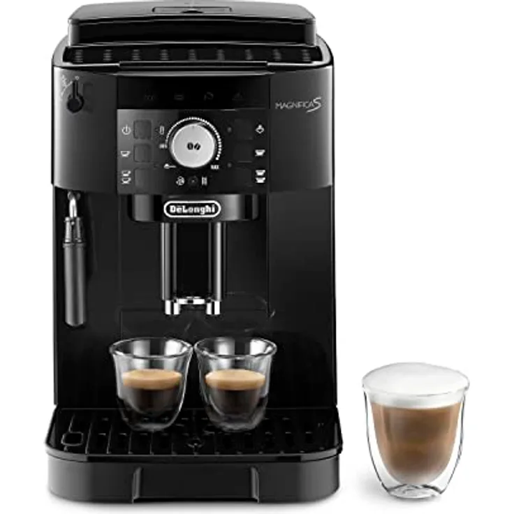 De'Longhi Magnifica S ECAM11.112.B, Kaffeevollautomat mit Milchaufschäumdüse für Cappuccino, mit Espresso Direktwahltasten und Drehregler, 2-Tassen-Funktion, Schwarz