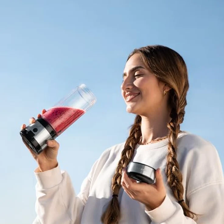 Cecotec WanderlustMix, Tragbarer USB-Smoothie-Mixer mit 126W, 400ml Becher, 4 Klingen mit schwarzer Titanbeschichtung, 15 Nutzungen Autonomie – Bild 2